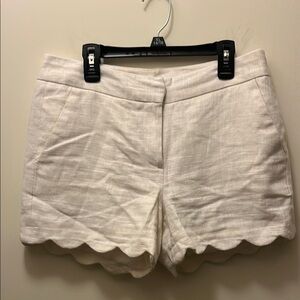 Alice collection Women's White linen blend Scalloped Hem Shorts size 4